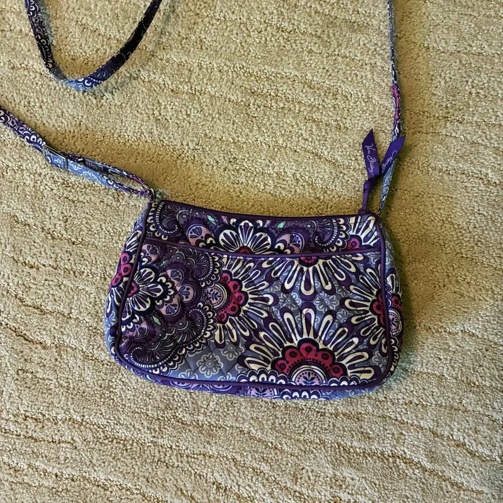 Vera Bradley Small Crossbody Lilac Tapestry Purse Quilted Floral Whimsical